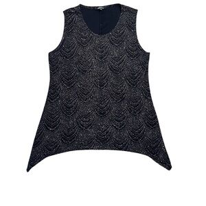Onyx Black Sparkly Embellished Sleeveless Tank Top Size Large